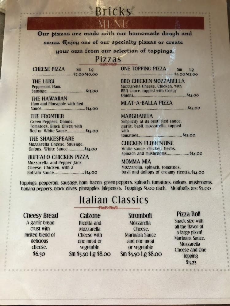 Bricks Restaurant and Pub Menu image 3