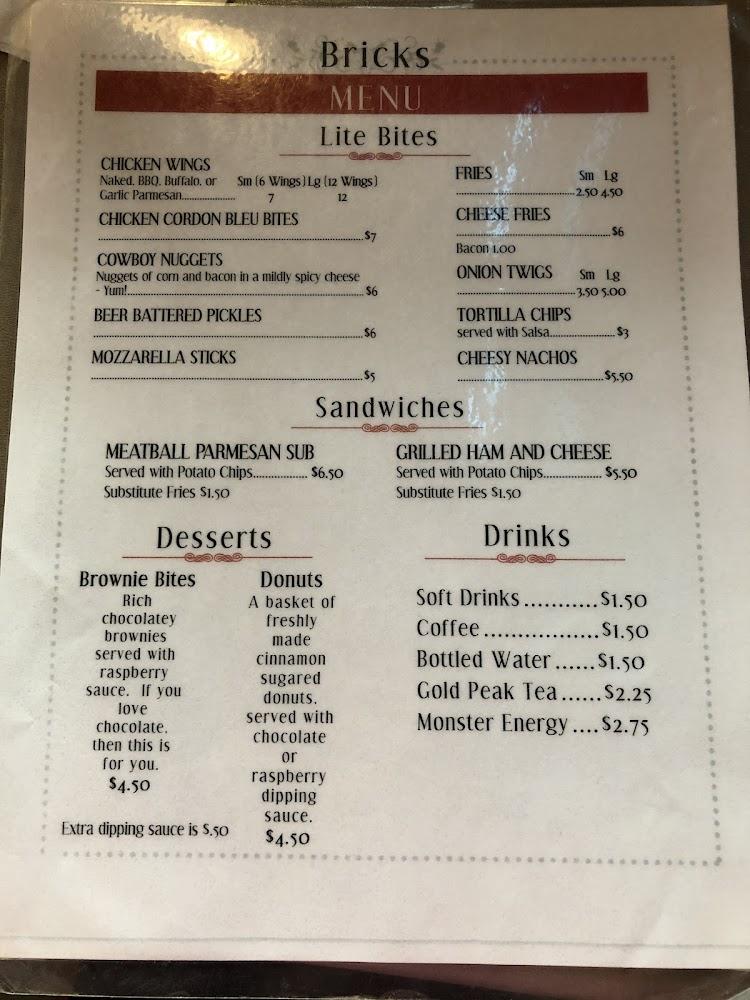 Bricks Restaurant and Pub Menu image 4